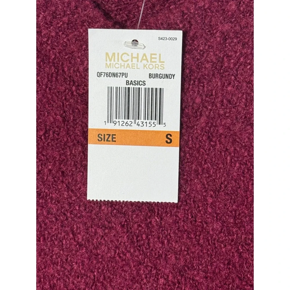 Michael Kors Burgundy V-Neck Merino Wool Alpaca Blend Sweater QF76DN67PU NWT S‎